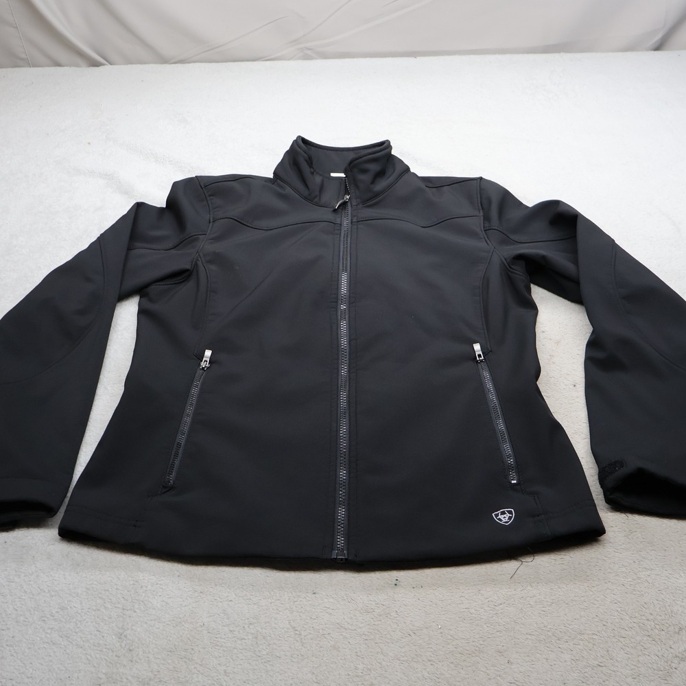 Ariat Jacket Womens Small Black Wind Protection Softshell Fleece Lined Wind Rain
